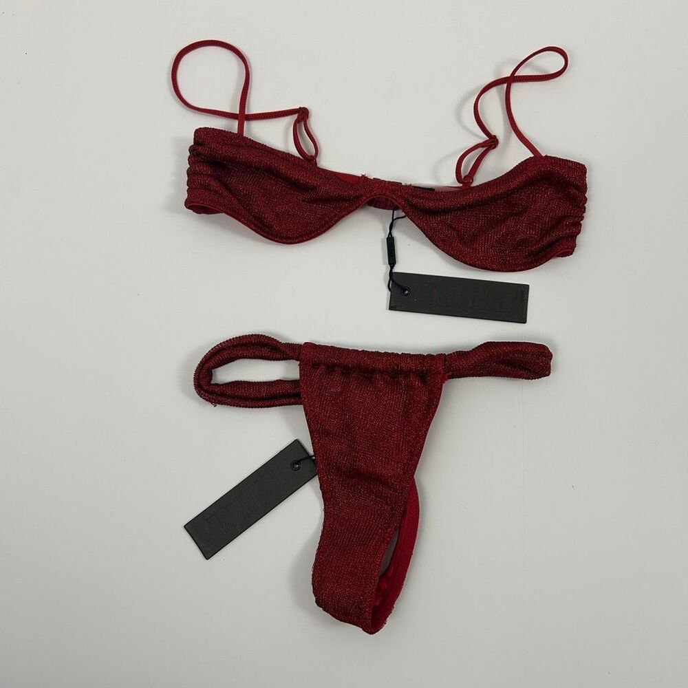 Triangl STELL Bikini - Red Sparkle Lurex - Top S, Bottom M - Picture 8 of 11